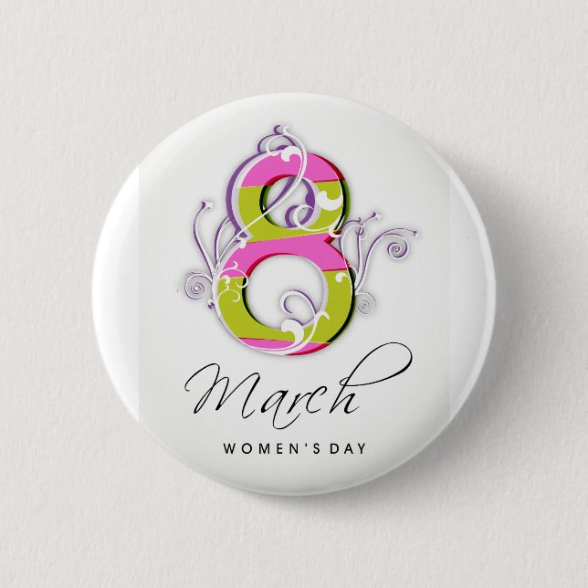 Women's day with flowery number 8 button (Front)
