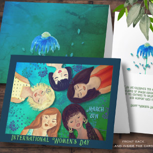 Women's Day Woman Portraits Aqua blue Card