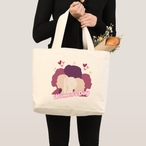 Womens Day Woman Profile Simple Graphics Large Tote Bag