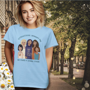 Women's Day Women Portraits Blue T-Shirt