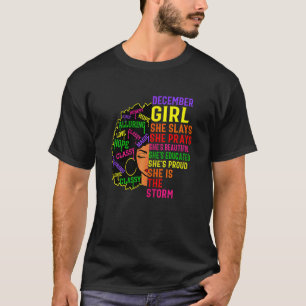 Womens December Girl She Slays & Prays  December B T-Shirt