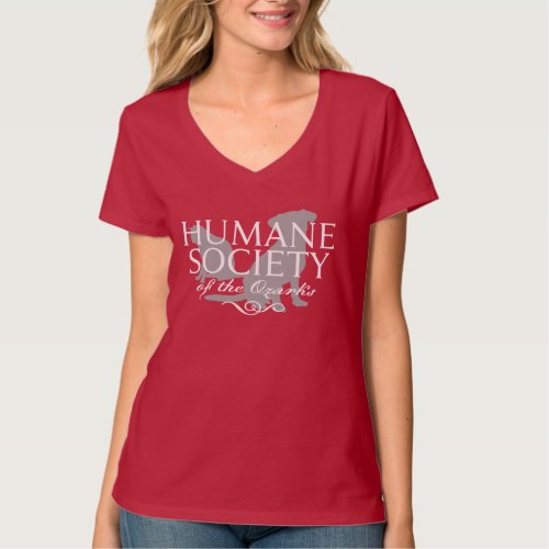Womens Deep Red Hanes Nano V_Neck Short Sleeve T_Shirt