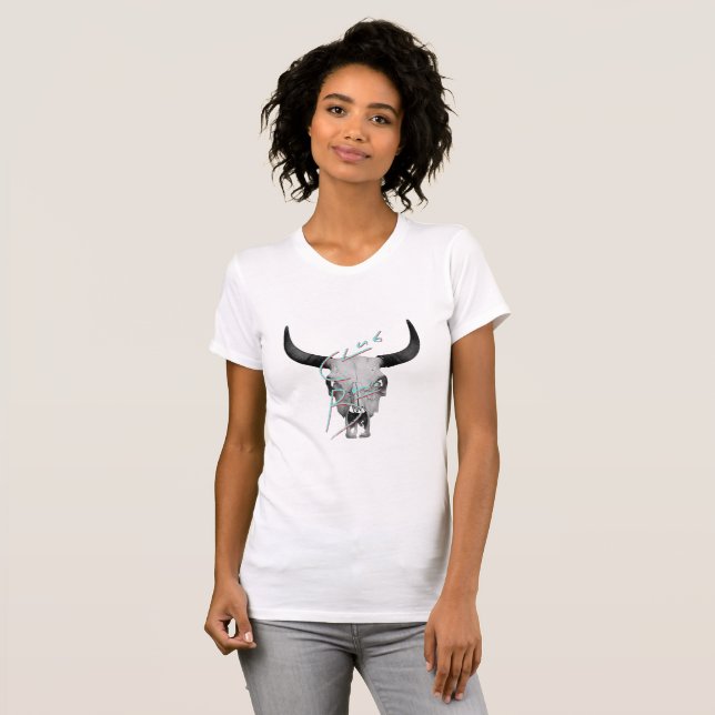 Women's Deluxe Club Bardo Cattle Skull T-Shirt (Front Full)