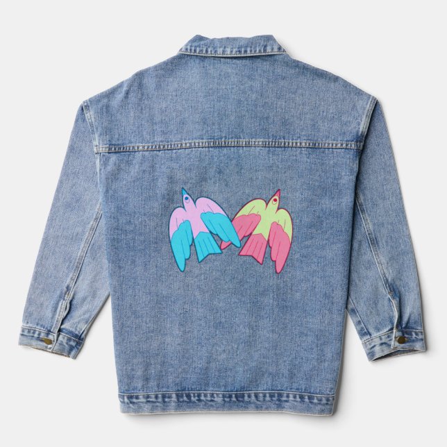 Women's Denim Jacket – Colorful Digital Design, Pe (Back)