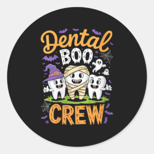 Womens Dental Boo Crew Shirt Funny Men Women Kids Classic Round Sticker