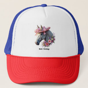 Women's Derby Horse Pink Sun Hat Stylish Horse