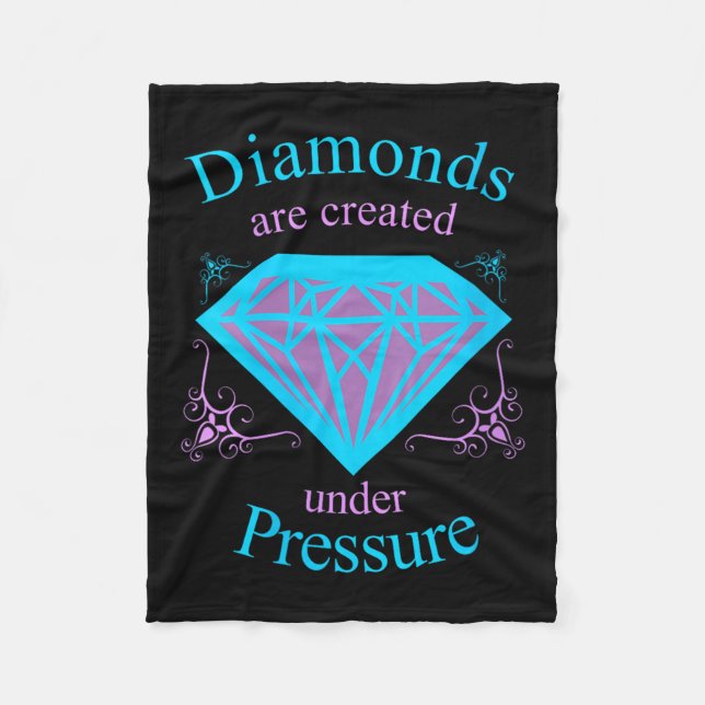 Womens Diamonds Are D Under Pressure - Motivationa Fleece Blanket (Front)