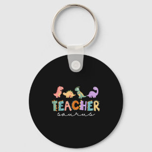 Womens Dinosaur Teacher Teachersaurus Rex Funny Di Keychain