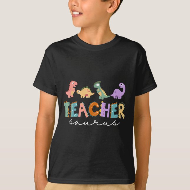 Womens Dinosaur Teacher Teachersaurus Rex Funny Di T-Shirt (Front)