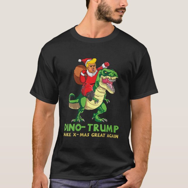 Womens Dinotrump Funny Trump Riding Dinosaur Chris T-Shirt (Front)