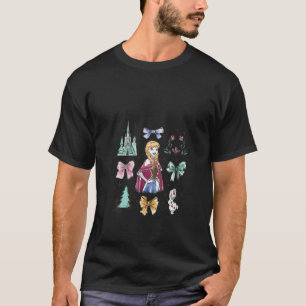 Womens Disney Frozen Anna Bow Watercolor Collage V T-Shirt