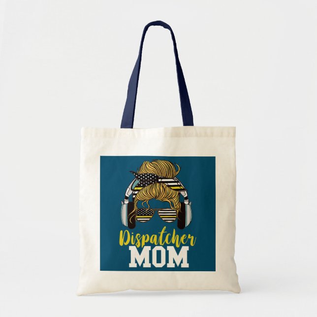 Womens Dispatcher Mom Thin Yellow Line Mother On Tote Bag (Front)