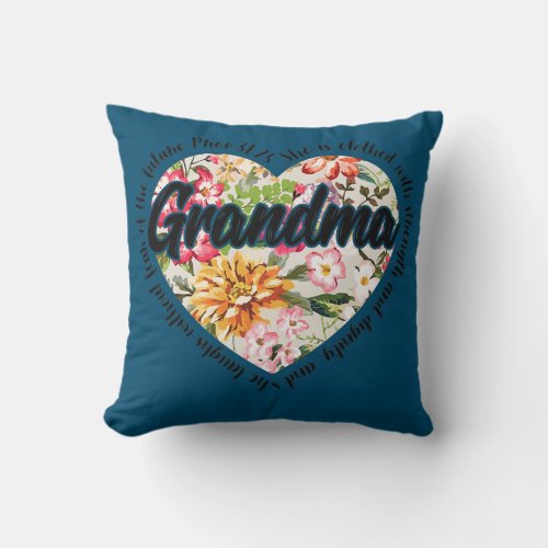 Womens djX Floral Grandma Mothers Day Christian Throw Pillow
