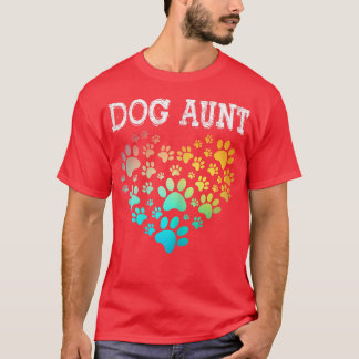 Womens Dog Aunt Proud Dog Auntie Tee with Dog Paw