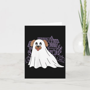 Womens Dog Ghost Cute Dog Dressed As Ghost Funny Card
