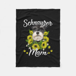 Womens Dog Mom Day Gift Sunflower Schnauzer Fleece Blanket