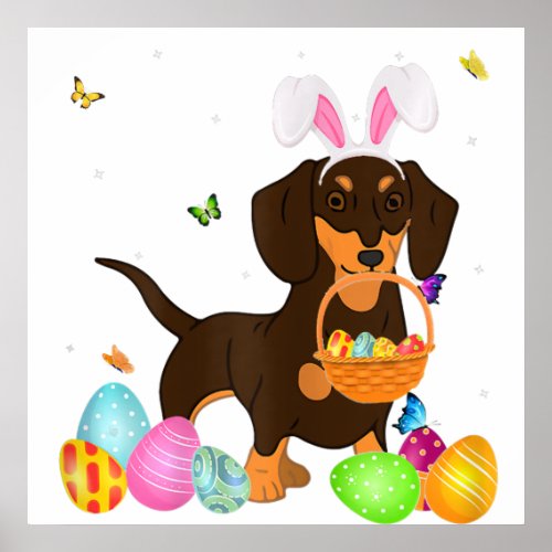 womens dog mom gift cute bunny dachshund eggs east poster