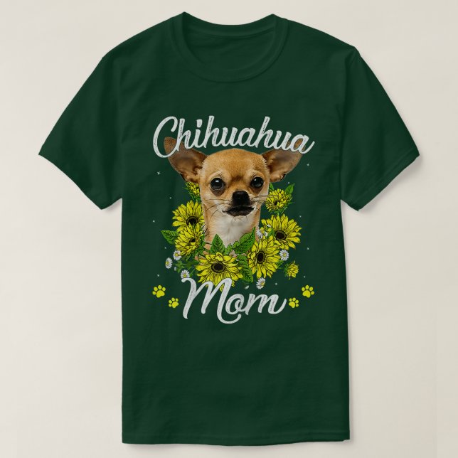 Womens Dog Mom Mother's Day Gifts Sunflower Chihua T-Shirt (Design Front)