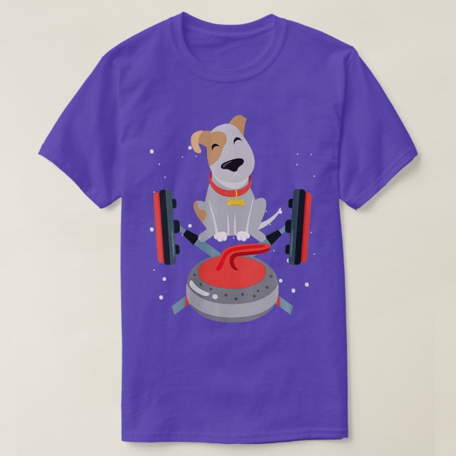 Womens Dog On A Curling Stone  Curling Sport VNeck T-Shirt (Design Front)
