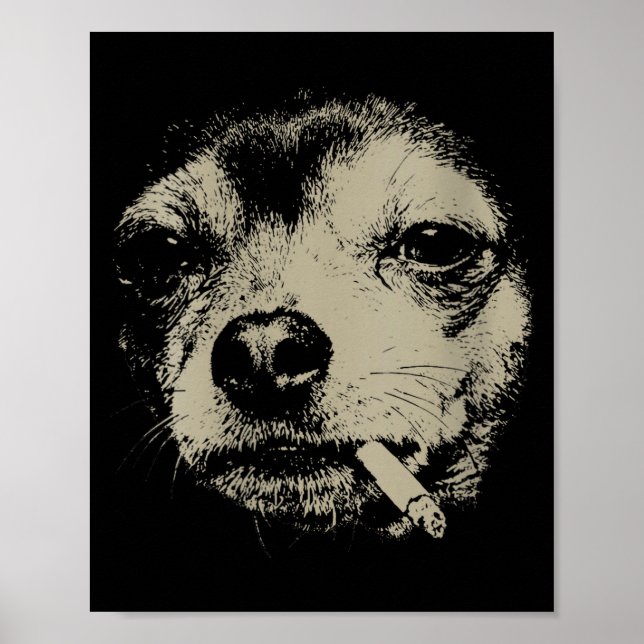 Women's dog smoking cigarette funny chihuahua meme poster (Front)