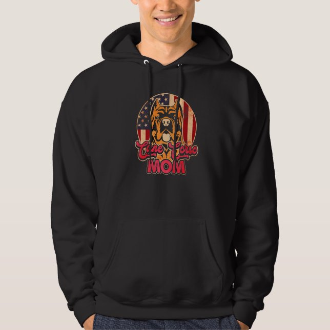 Womens Dog  USA Flag Cane Corso Mom Hoodie (Front)