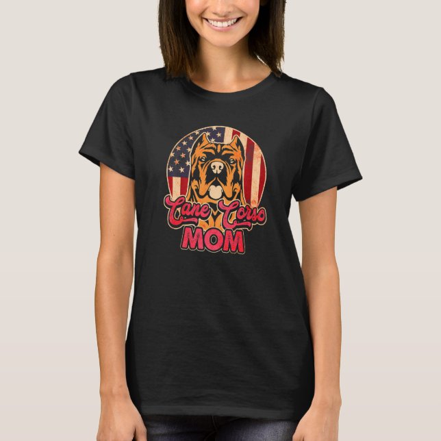 Womens Dog  USA Flag Cane Corso Mom T-Shirt (Front)