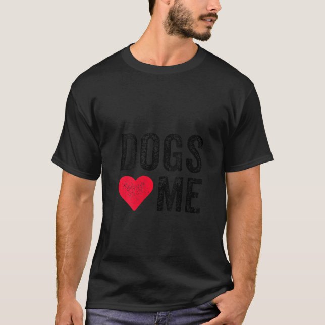 Womens Dogs Love Me Heart Pet Owner Dog Dad T-Shirt (Front)