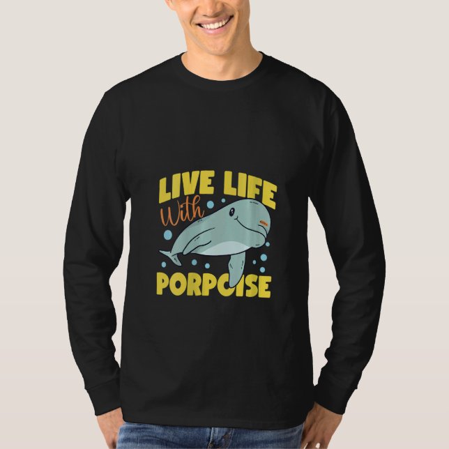 Womens Dolphin Live Life With Porpoise V Neck T-Shirt (Front)