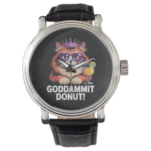 Women's Donut Princess Cat Meme Watch
