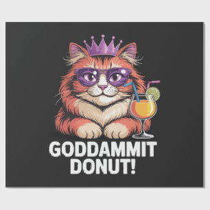Women's Donut Princess Cat Meme Wrapping Paper