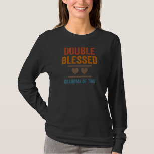 Womens Double Blessed Grandma Of Two Grandkids Ble T-Shirt