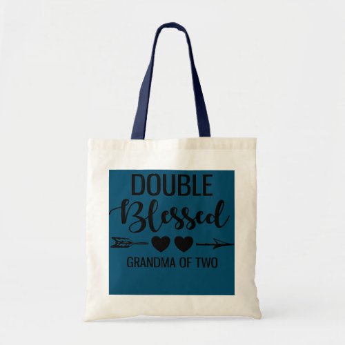 Womens Double Blessed Grandma Of Two Grandkids Tote Bag