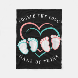 Womens Double The Love New Nana Grandma Of Twins R Fleece Blanket