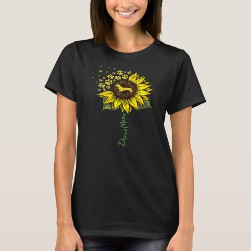Womens Doxie Mom Sunflower Dachshund Lover For T_Shirt