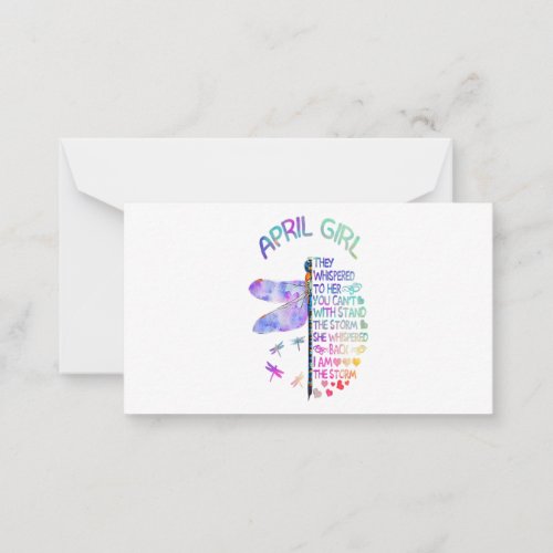 Womens Dragonfly April Girl Whispered To Her Note Card