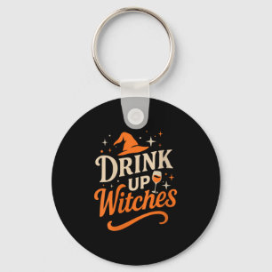 Womens Drink Up Witches Wine Gl Halloween Bachelor Keychain