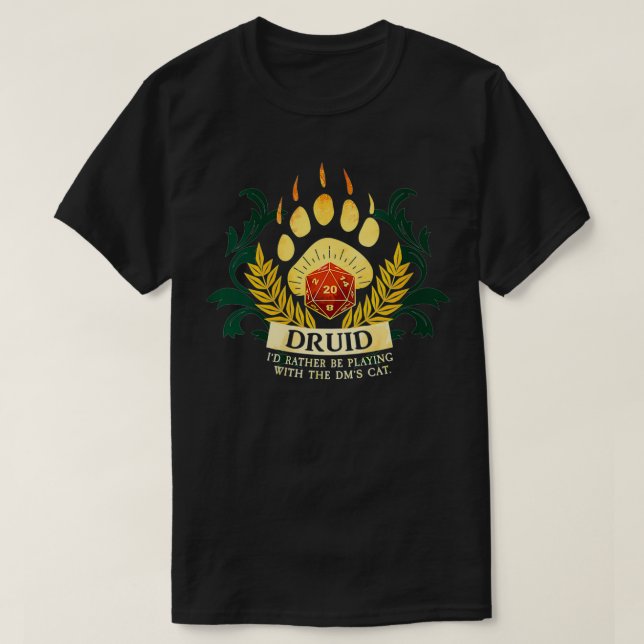 Womens Druid Class D20 Tabletop Dungeons RPG Drago T-Shirt (Design Front)