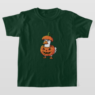 Women's Duck Pumpkin Halloween Tee Shirts.