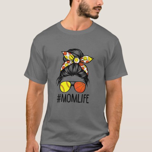 Womens Dy Mom Life Softball Basketball Mommy Mothe T_Shirt