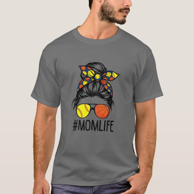 Womens Dy Mom Life Softball Basketball Mothers Day T-Shirt (Front)