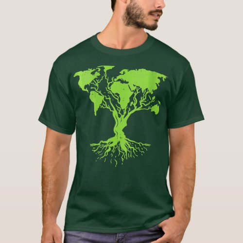 Womens Earth Day 2023 Cute World Map Tree Pro Envi T_Shirt