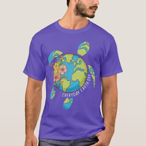 Womens earth day turtle earth day every day floral T_Shirt