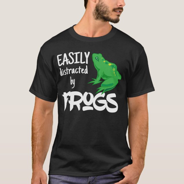 Womens Easily Distracted by Frogs Backyard Toad T-Shirt (Front)