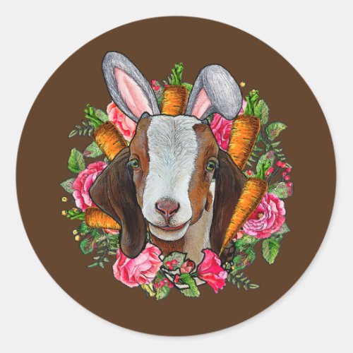 Womens Easter Bunny Goat Funny Farmer Easter Goat Classic Round Sticker