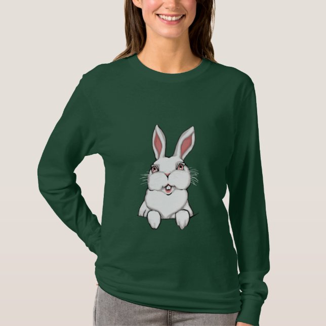 Women's Easter Bunny Shirt Pocket Bunny Shirt Tee (Front)