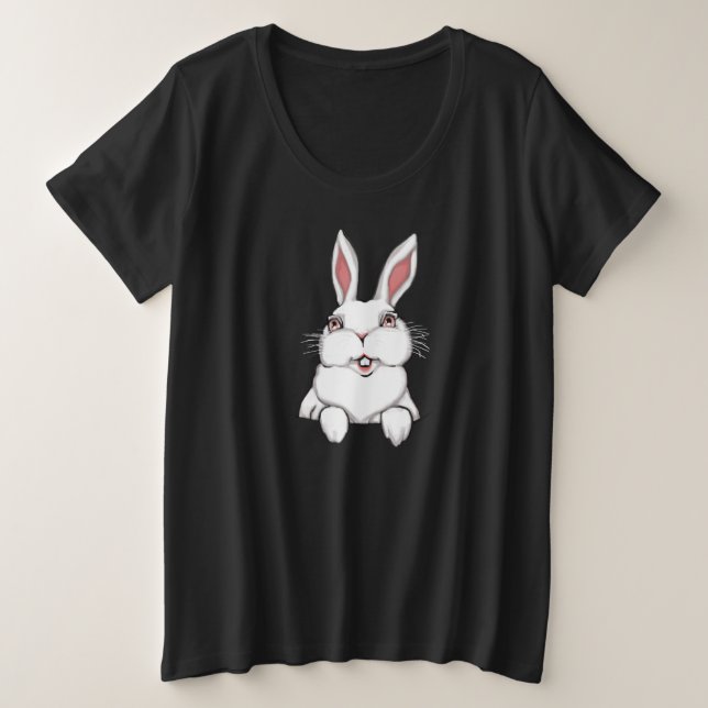 Women's Easter Shirt Pocket Bunny Plus Size Shirt (Design Front)