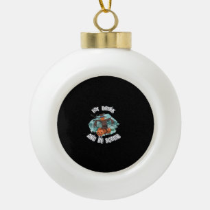 Womens Eat Drink And Be Scary Halloween Modern Ceramic Ball Christmas Ornament