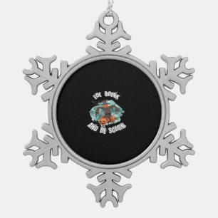 Womens Eat Drink And Be Scary Halloween Modern Snowflake Pewter Christmas Ornament