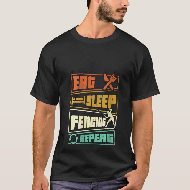 Womens Eat Sleep Fencing Repeat Sword Saber Epee F T-Shirt (Front)