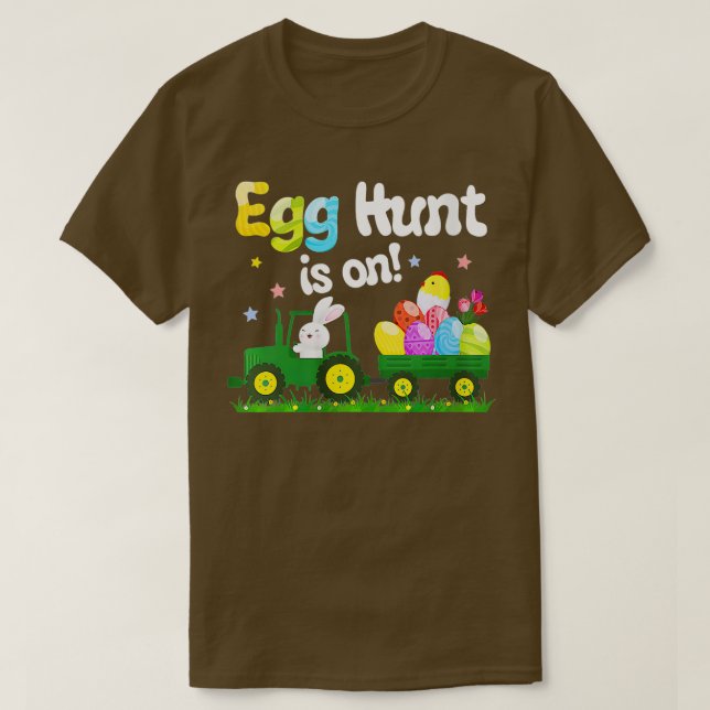 Womens Egg Hunt Is On Tractor Funny Easter Bunny B T-Shirt (Design Front)